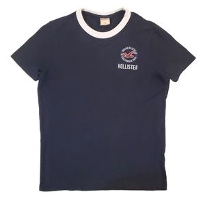 Hollister Men's Navy Blue Ringer‎ Short Sleeve T-Shirt Small